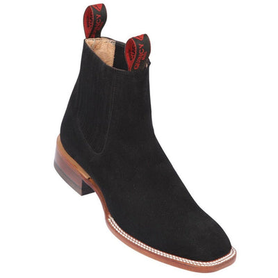 Charro Quincy Black Suede Square Toe Boots