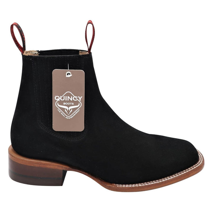 Charro Quincy Black Suede Square Toe Boots
