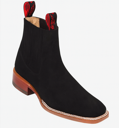 Charro Quincy Black Suede Square Toe Boots