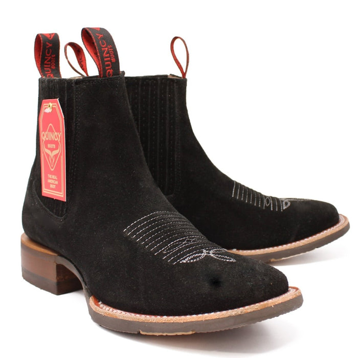 Botines Charros Quincy en Gamuza Negra