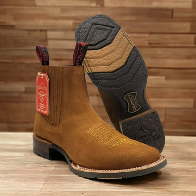 Botines Charros Quincy Gamuza Shedron Cuadrada