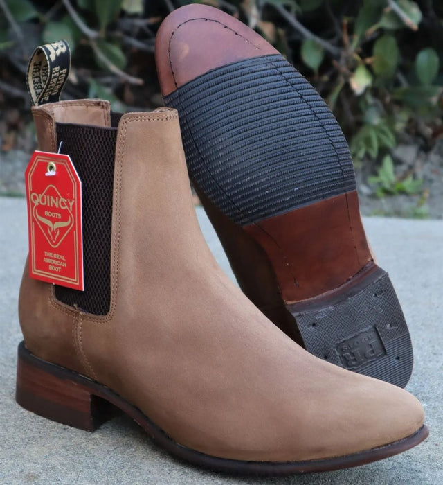 Botines Chelsea de Gamuza Punta Redonda Miel