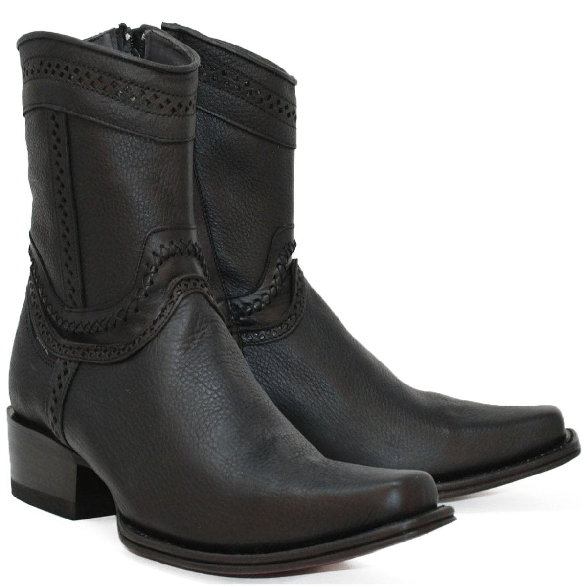 Botines de Cuero Original Punta Europea Negro LAB-76B2705