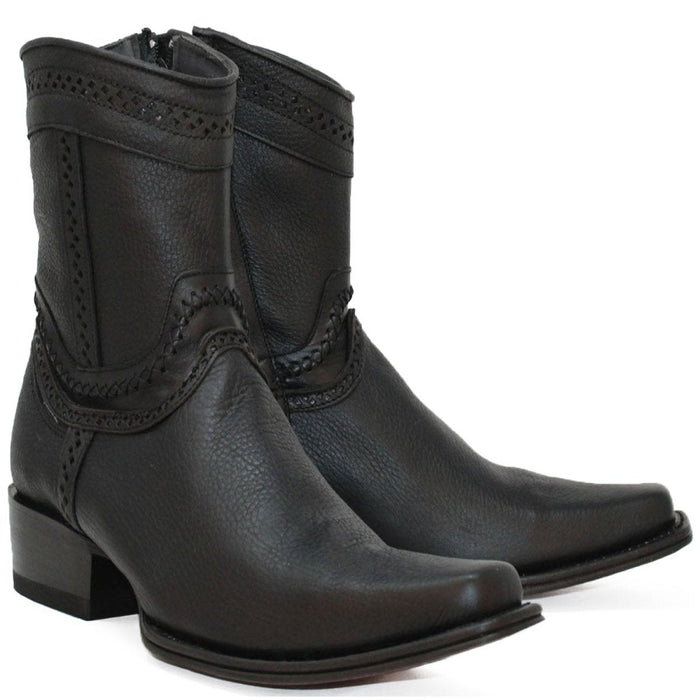 Botines de Cuero Original Punta Europea Negro LAB-76B2705