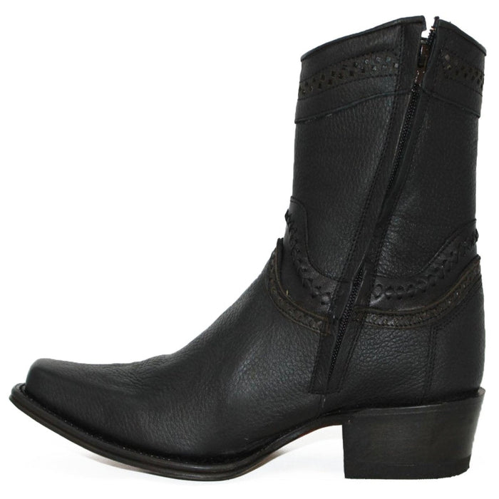 Botines de Cuero Original Punta Europea Negro LAB-76B2705