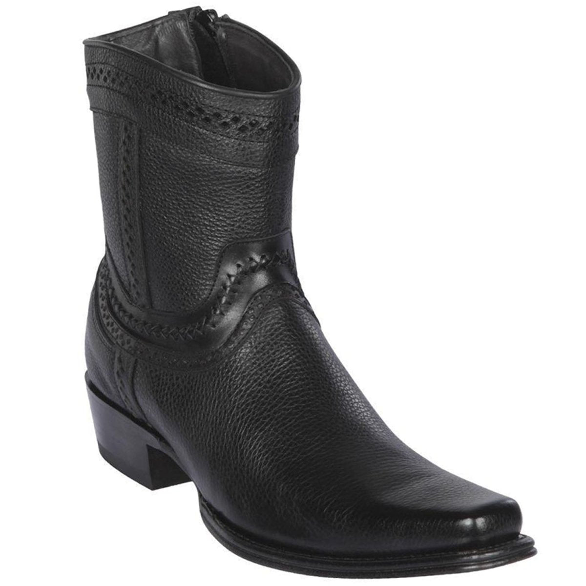 Botines de Cuero Original Punta Europea Negro LAB-76B2705