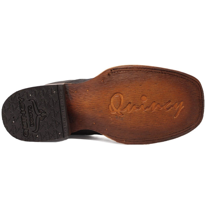 Botines de Piton Grabado Punta Cuadrada Negro
