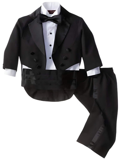 Boys Button Closure Black Prom ~ Wedding Groomsmen Tuxedo Suit