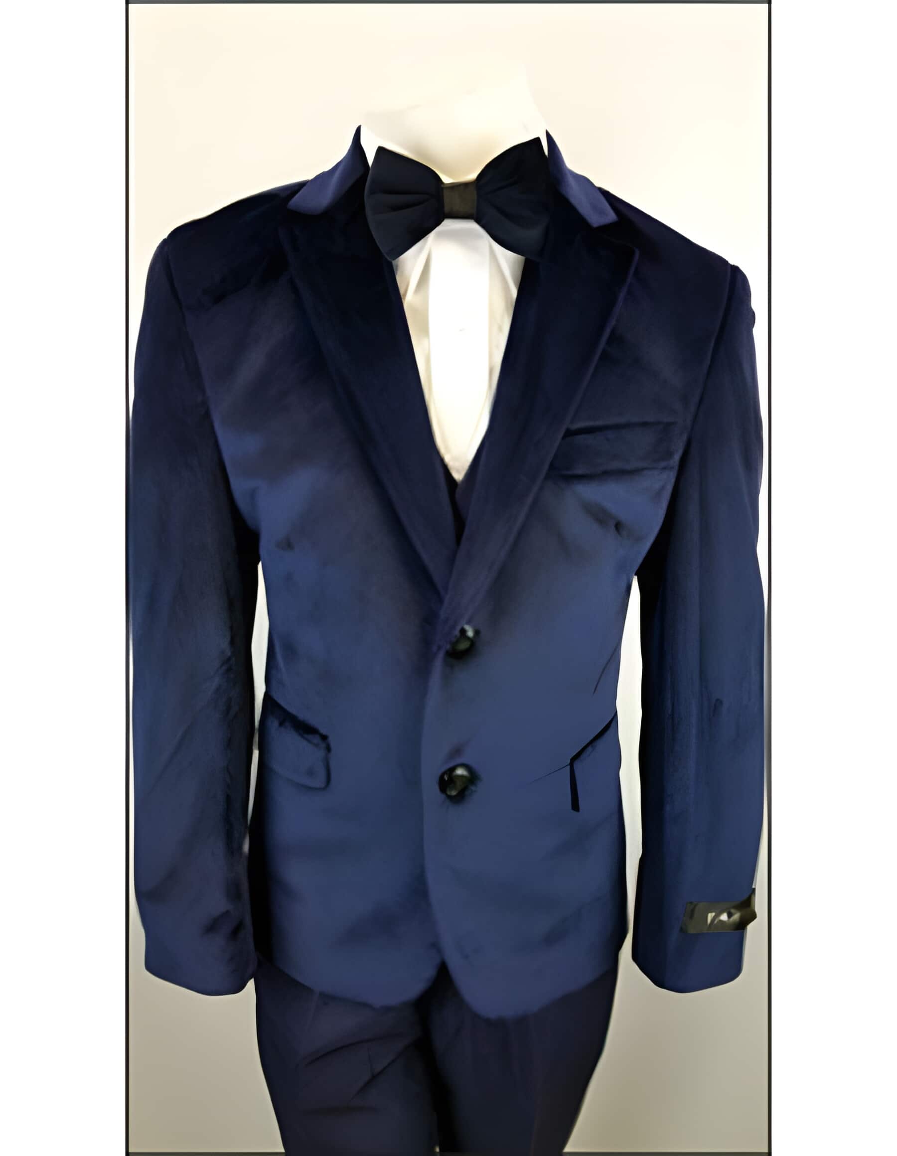 Boys Navy 2 Buttons Velvet Toddler Suits for Weddings
