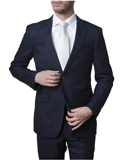 Brand : Giorgio Fiorelli Suit 2 Button Black Slim Fit Navy Plaid Fully Lined Suit - Dark Blue Suit Color