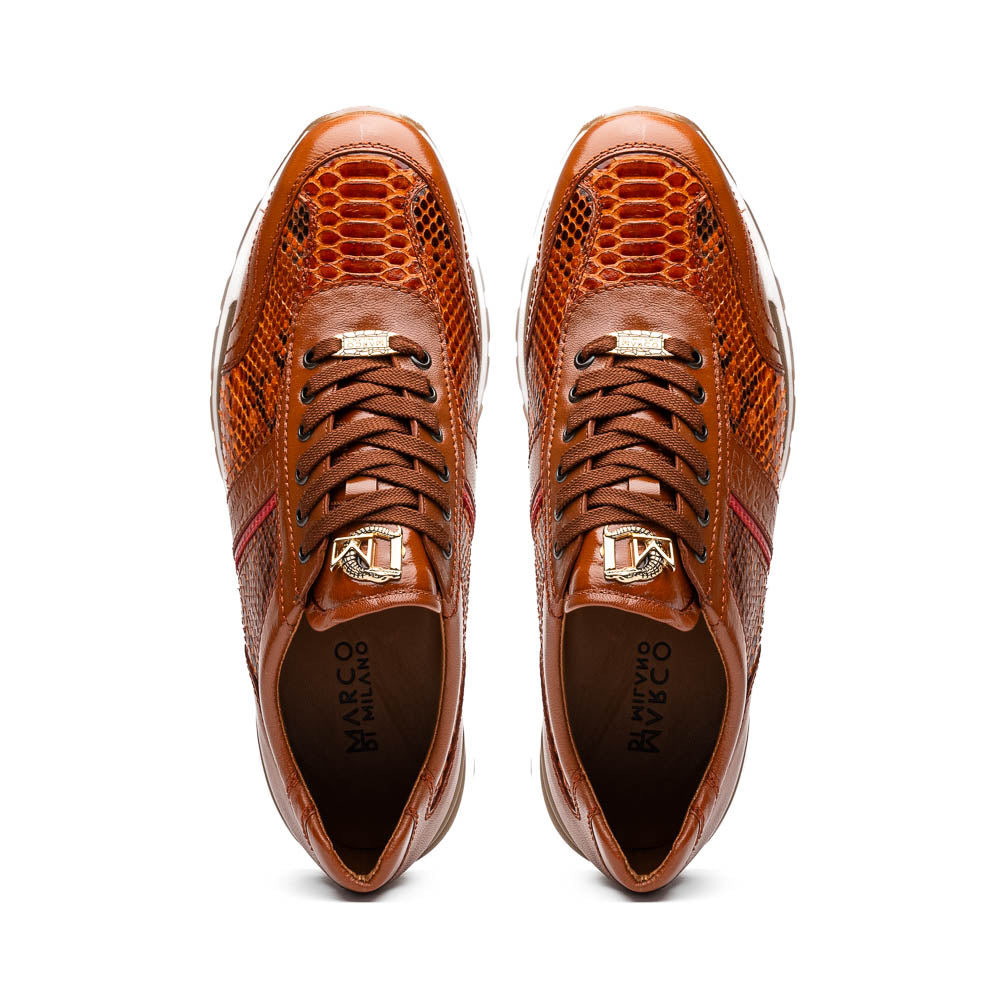 Marco Di Milano Brescia Python & Calfskin Sneakers Honey