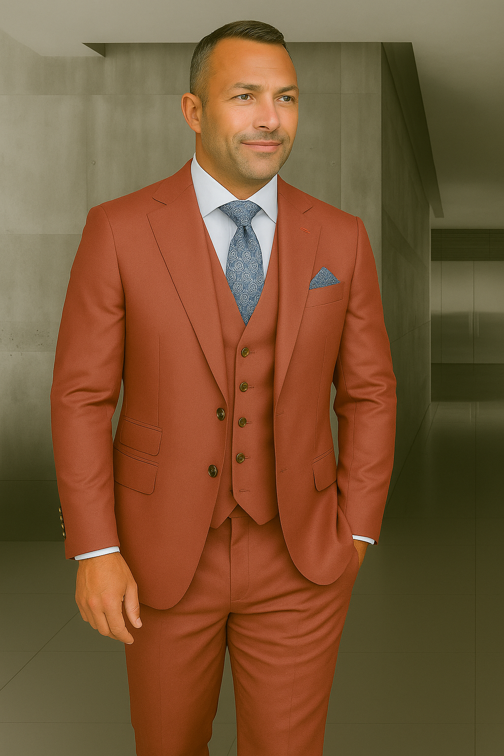 Italian Wool Three-Piece Suit by Statement