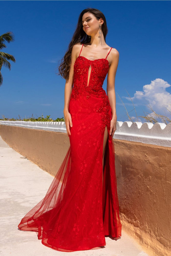 Evening Dress Sheath Embroidered Gala Gown By Amelia Couture 7064