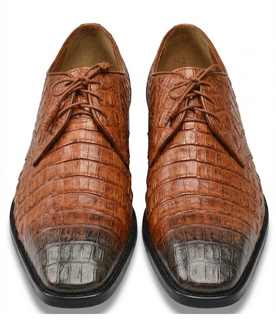 Brown Dress Shoe Los Altos Cognac / Brown Genuine Crocodile ~ World Best Alligator ~ Gator Skin / Lizard Shoes