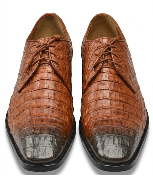 Brown Dress Shoe Los Altos Cognac / Brown Genuine Crocodile ~ World Best Alligator ~ Gator Skin / Lizard Shoes