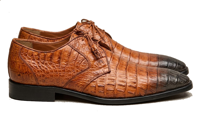Brown Dress Shoe Los Altos Cognac / Brown Genuine Crocodile ~ World Best Alligator ~ Gator Skin / Lizard Shoes