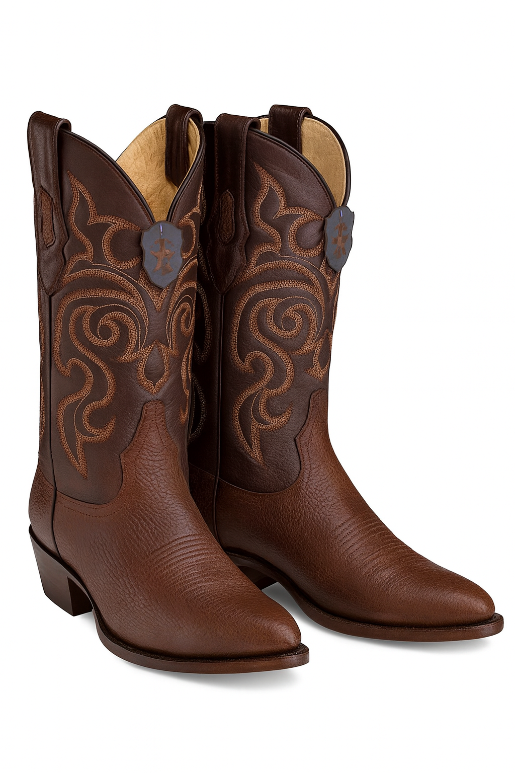 Brown Sharkskin Cowboy Boots J-Toe
