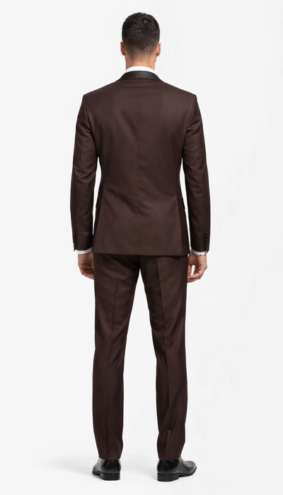 Brown Tuxedo Slim Fit One Button Peak Framed Lapel - Wedding - Prom