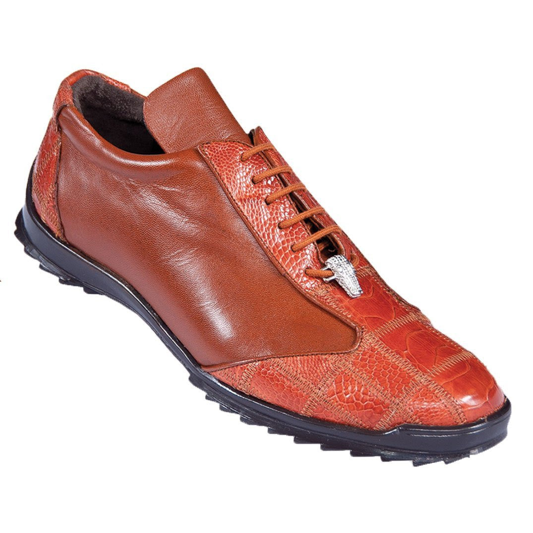 Sneaker de Piel de Avestruz Pata Cognac