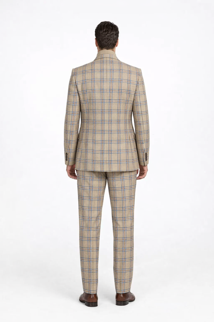 Burberry Pattern Tan Window Pane Suit by Rossiman