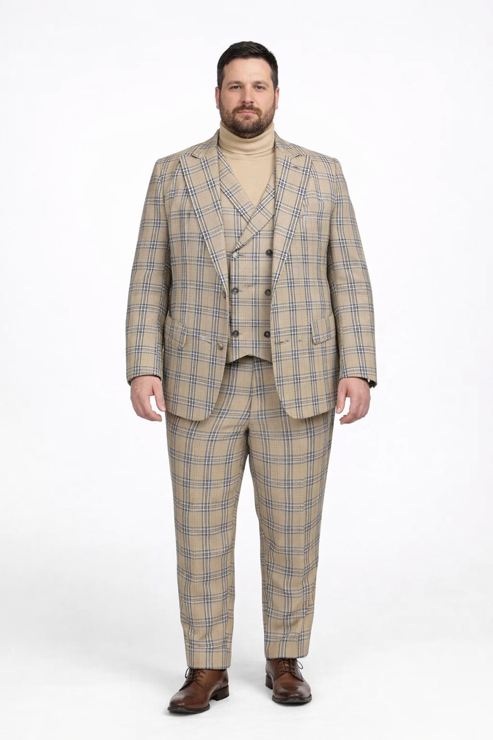 Burberry Pattern Tan Window Pane Suit by Rossiman
