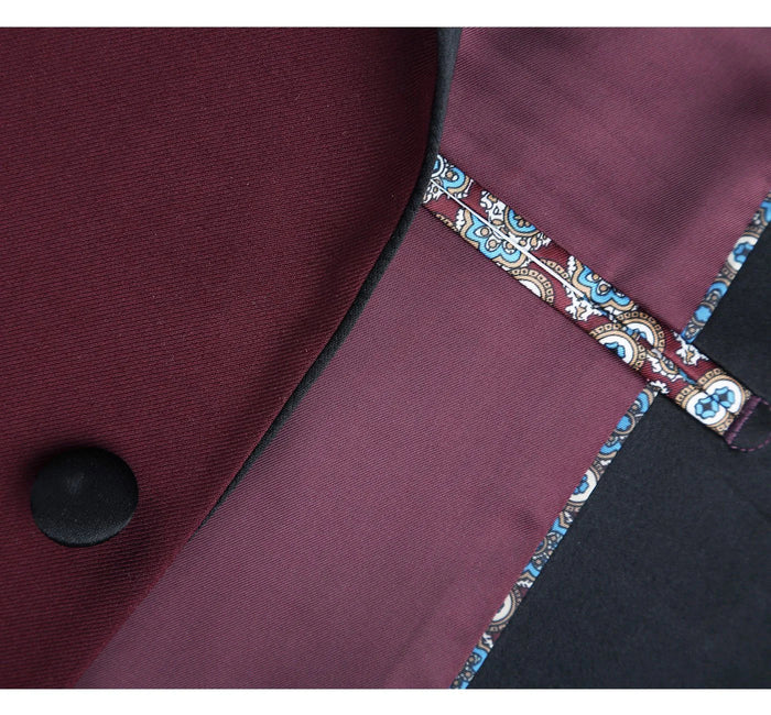 Men's Slim Fit 2-Piece Burgendy Shawl Lapel Tuxedo Suit