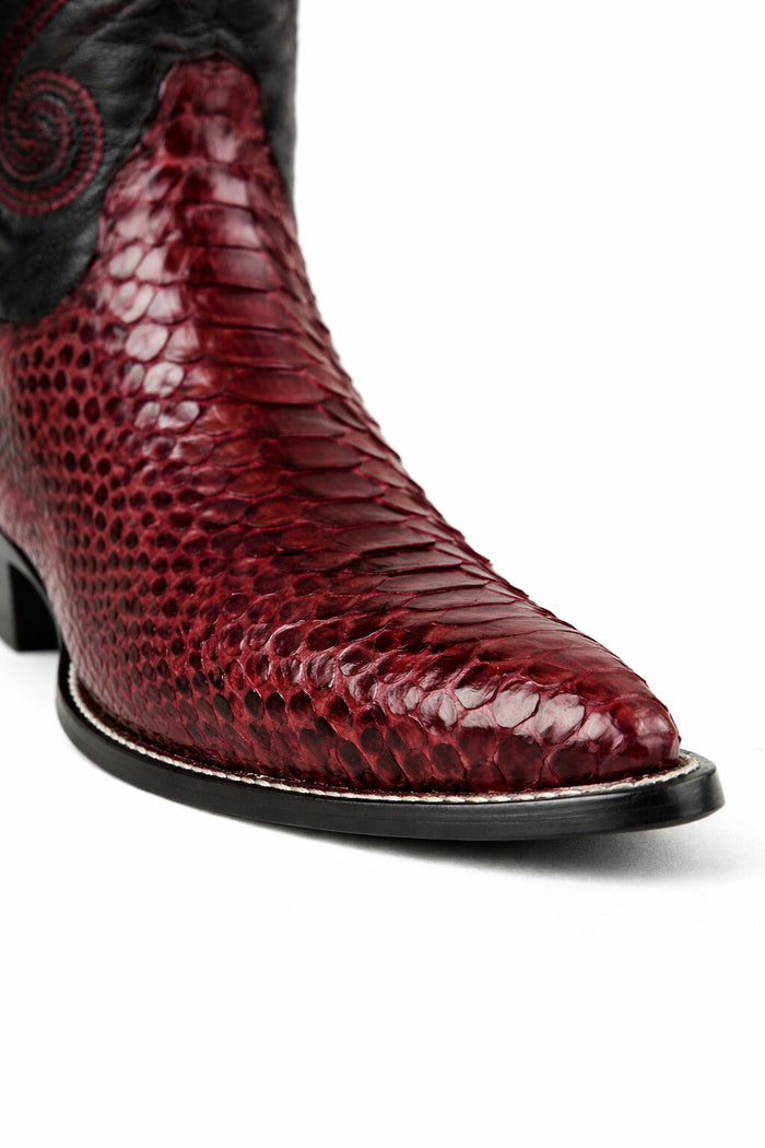 Python Skin Yellow Gold J Toe Boots for Men