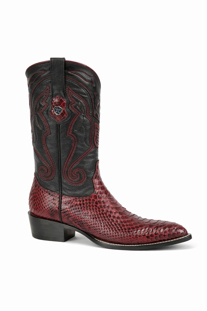 Python Skin Yellow Gold J Toe Boots for Men
