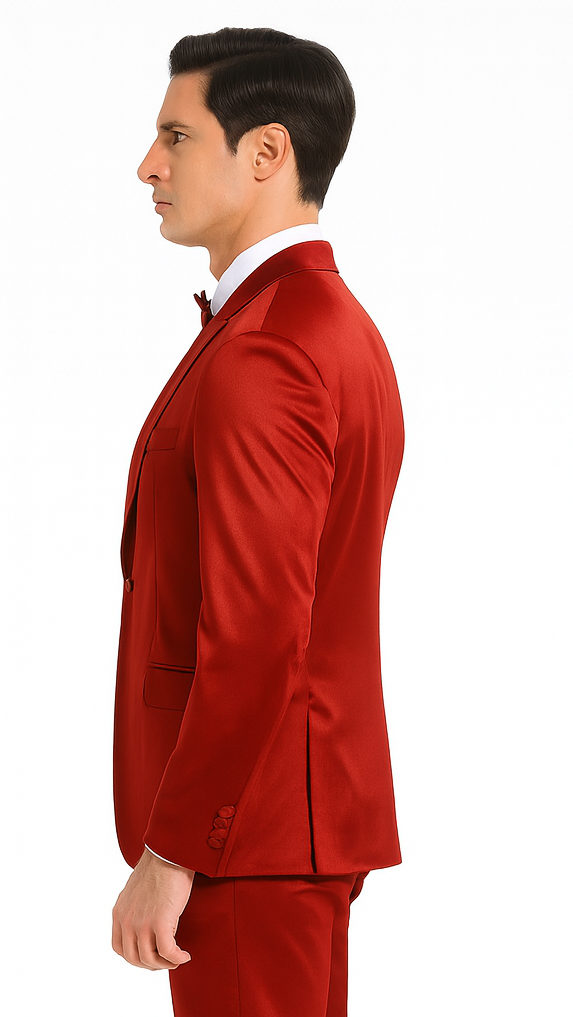 Tazzio Burgundy Satin 3 Piece Vest Suit