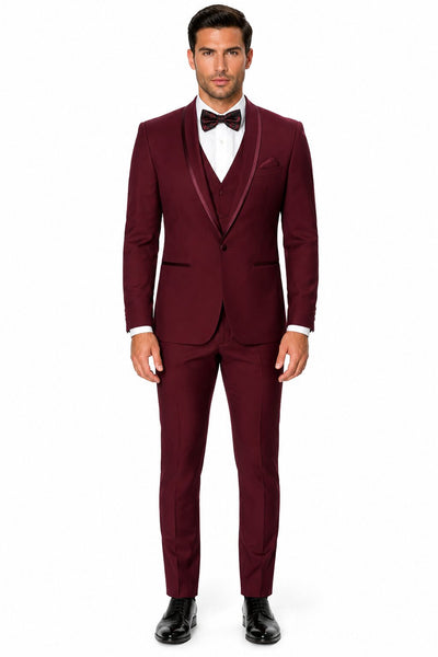 One Button Maroon and Black Suit - Black and burgundy suit
