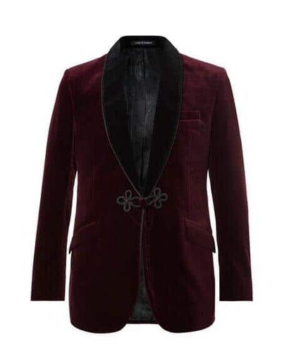 Burgundy  Slim Fit Two-Tone Cotton Velvet Tuxedo jacket ~ Burgundy Tuxedo