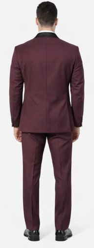 Burgundy Tuxedo Slim Fit One Button Peak Framed Lapel - Wedding - Prom