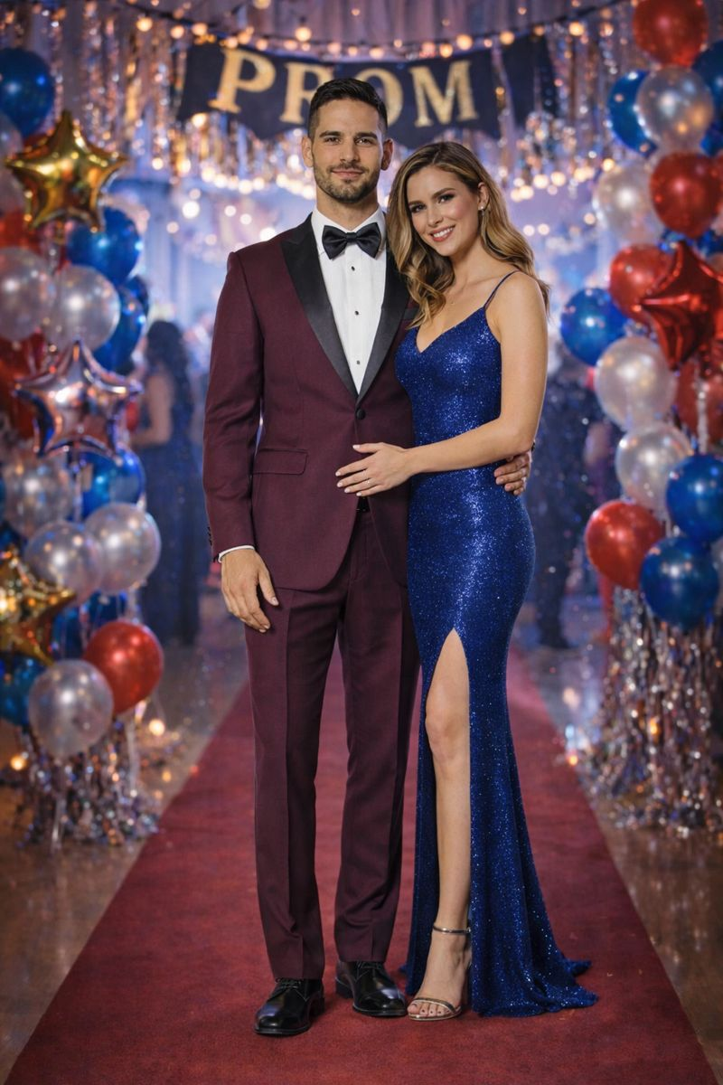 Burgundy Tuxedo Slim Fit One Button Peak Framed Lapel - Wedding - Prom