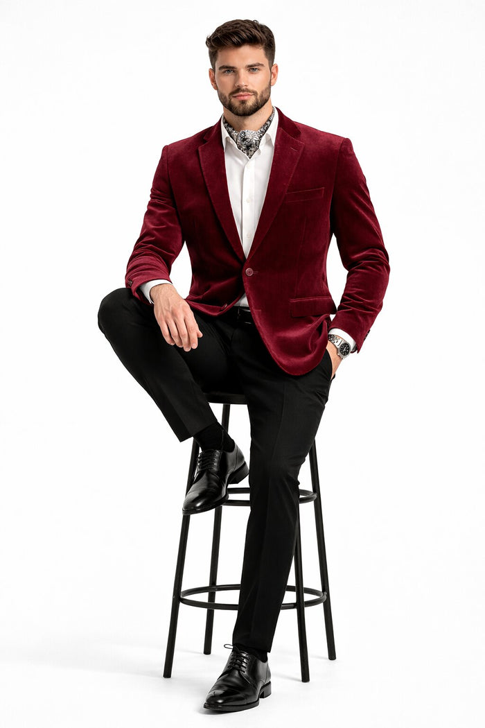 Men's Fashion 2 Button Velvet Jacket Royal Blue Men's blazer Jacket