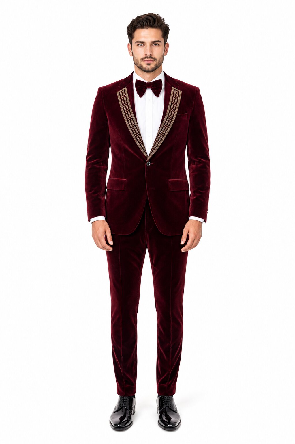 Velvet Suit Matching Velvet Pants - Burgundy Suit