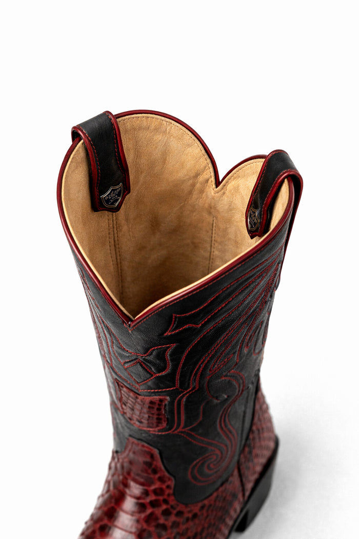 Python Skin Yellow Gold J Toe Boots for Men