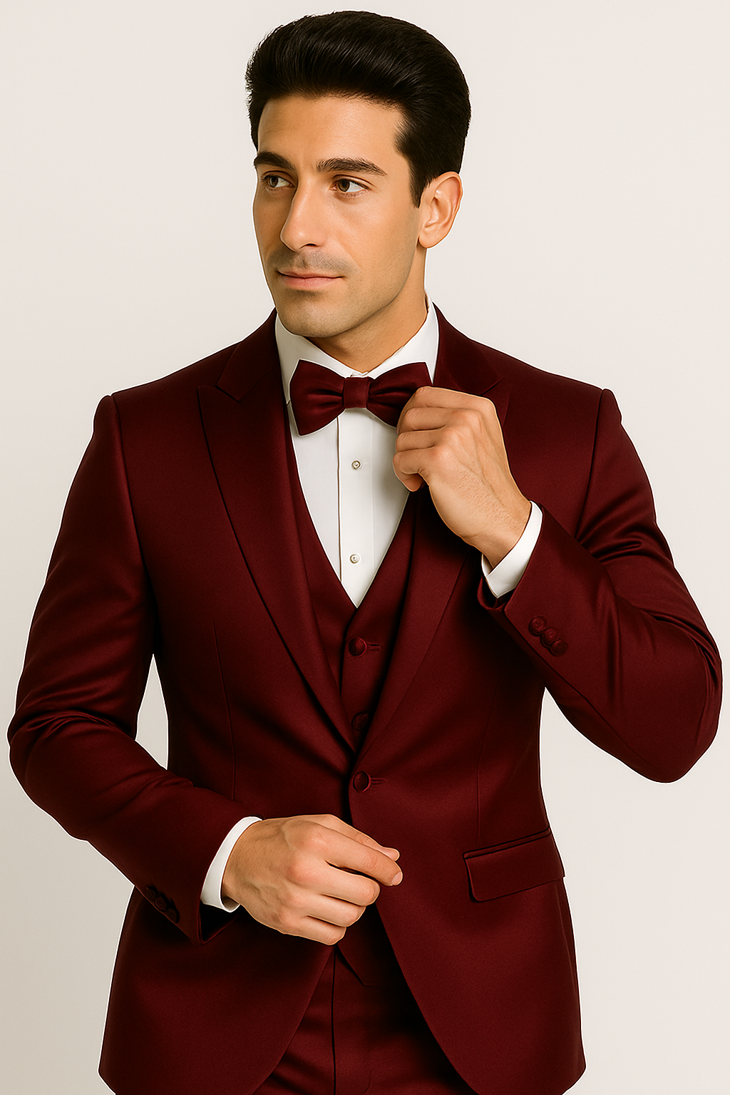 Elite Burgundy Satin Suit for Formal Events