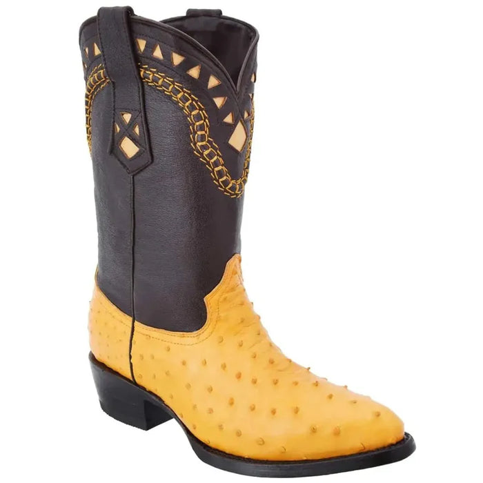 Mens White Diamond Boot Buttercup Ostrich Cowboy Boots J-Toe
