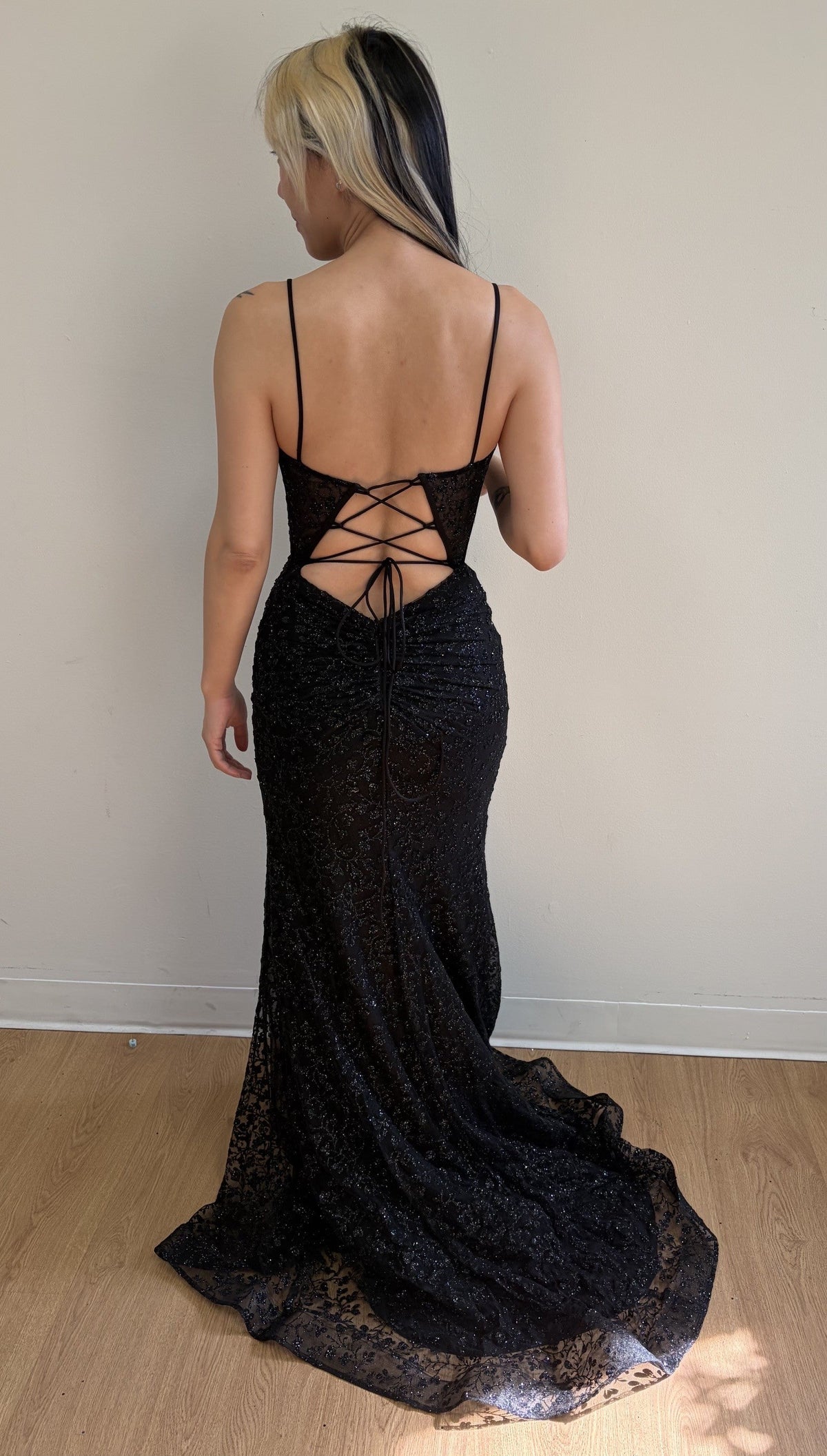 May Queen MQ2054 Spaghetti Strap Gala High Slit Long Dress
