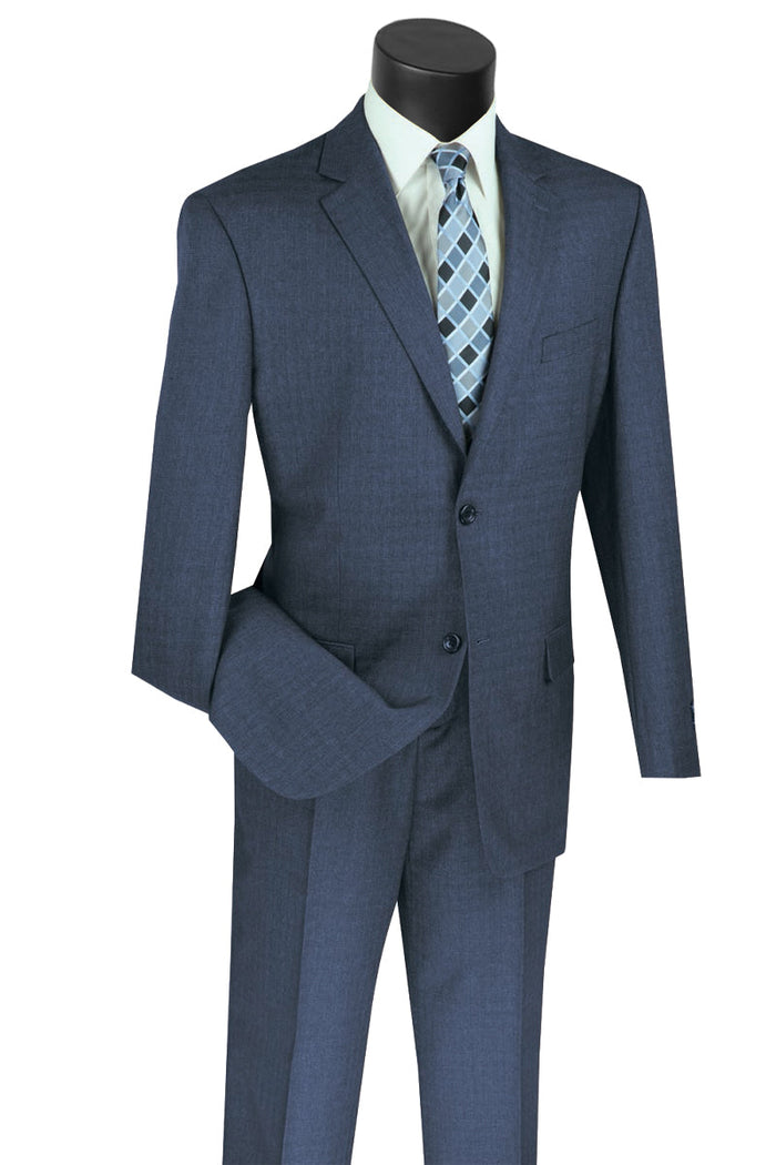 Modern Blue 2 Button Textured Weave Suit