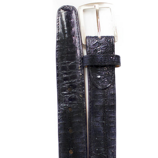 Belvedere Navy Caiman Crocodile Dress Belt
