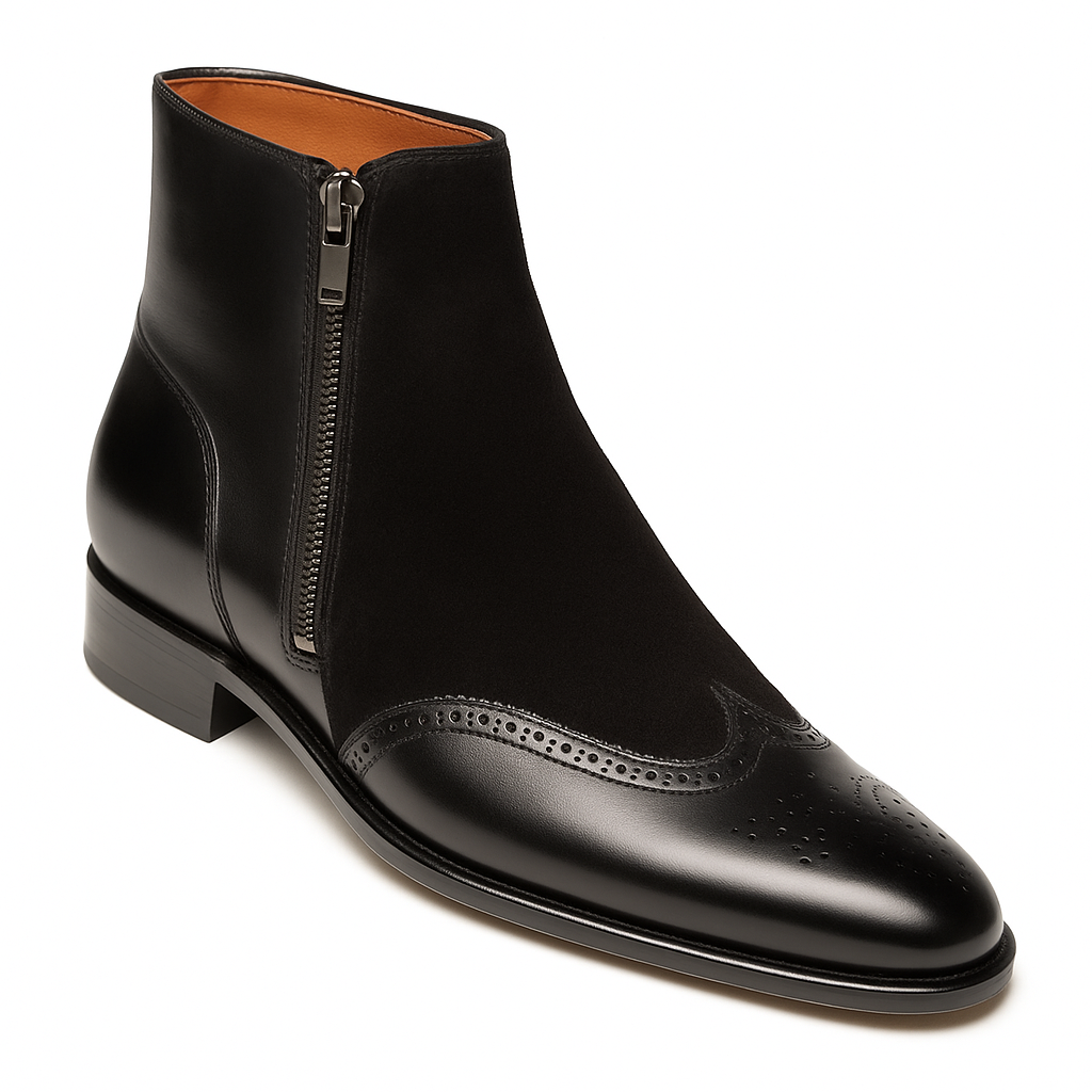 Men's Camilleri Calf/Suede Black Zip Boot Mezlan