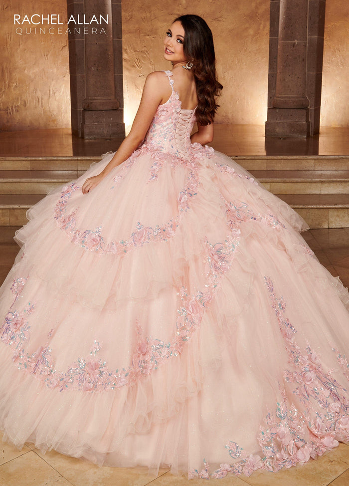 Rachel Allan RQ3103 Cape Sleeve Tiered Quinceanera Dress