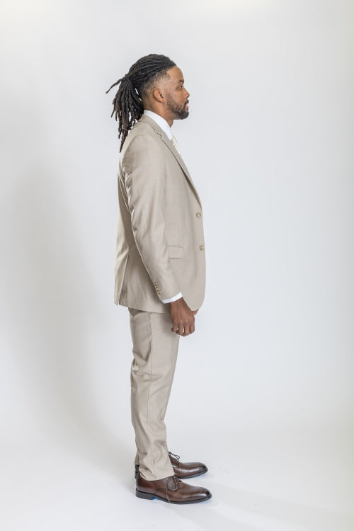 Caravelli Suit - Designer Caravelli Jacket and Pants in Color Solid Beige