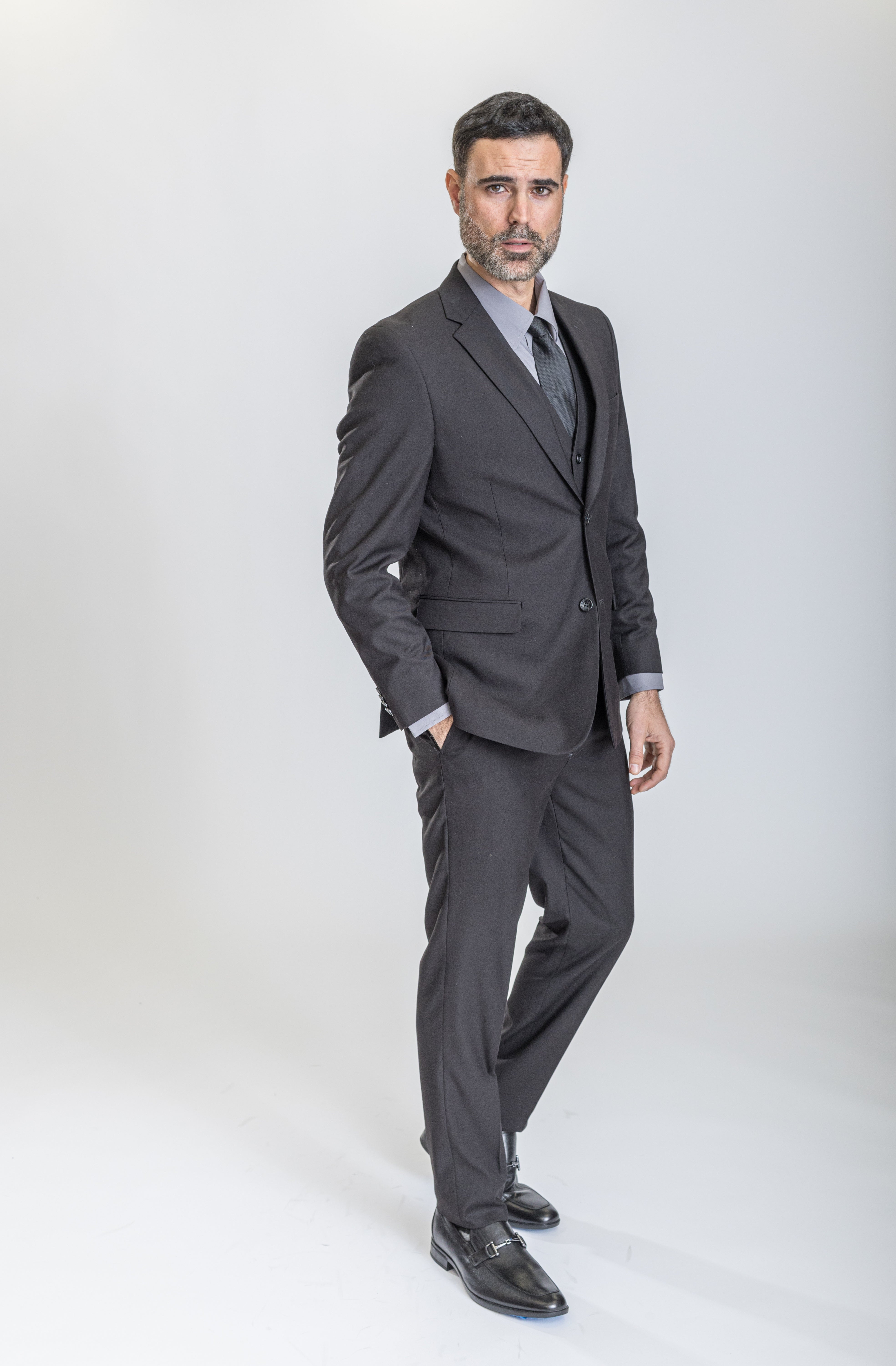 Caravelli Suit - Designer Caravelli Jacket and Pants in Color Solid Black