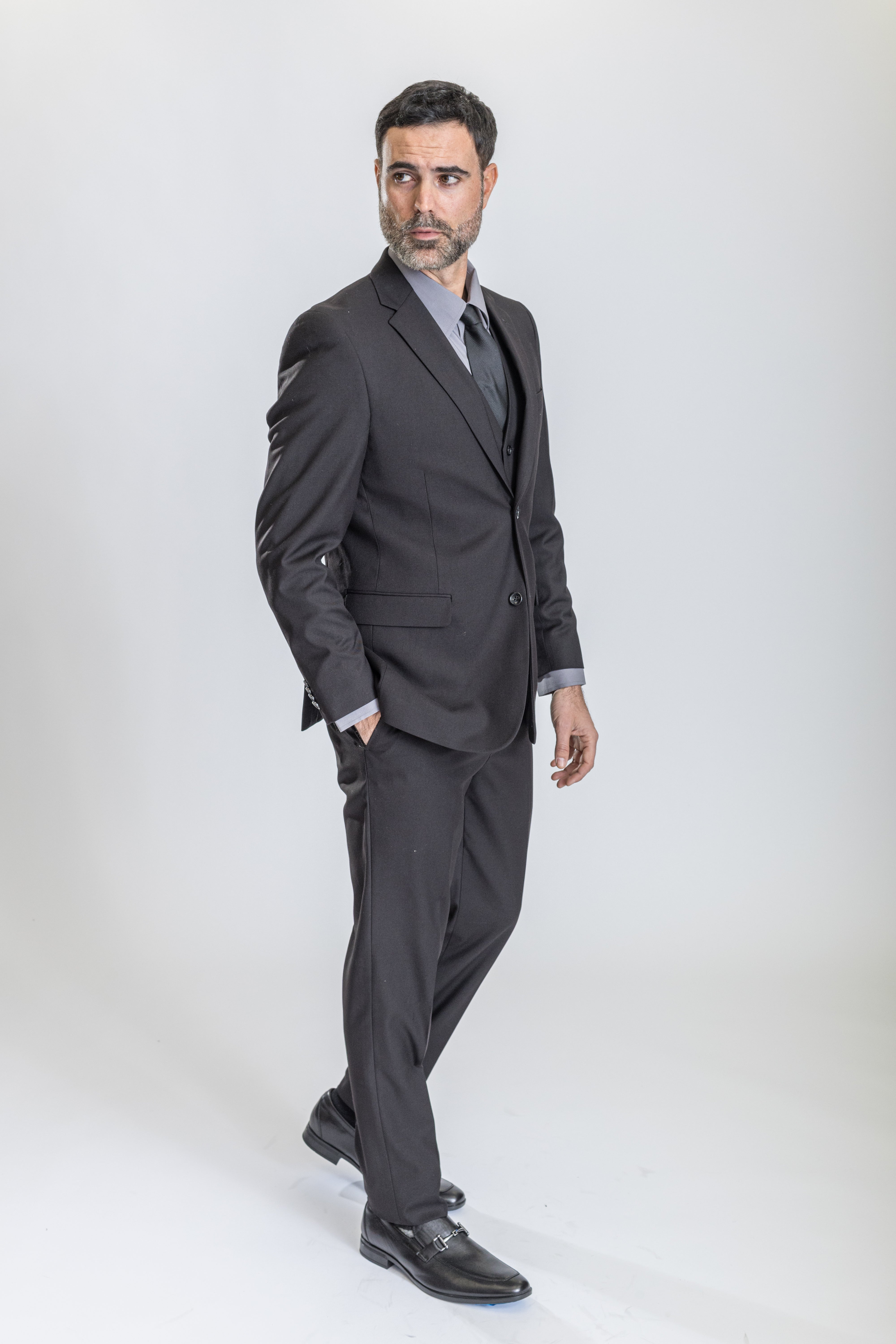Caravelli Suit - Designer Caravelli Jacket and Pants in Color Solid Black