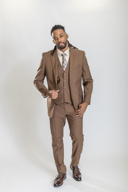 Caravelli Suit - Designer Caravelli Jacket and Pants in Color Solid Brown