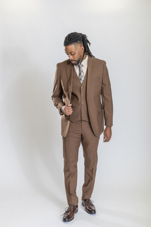 Caravelli Suit - Designer Caravelli Jacket and Pants in Color Solid Brown