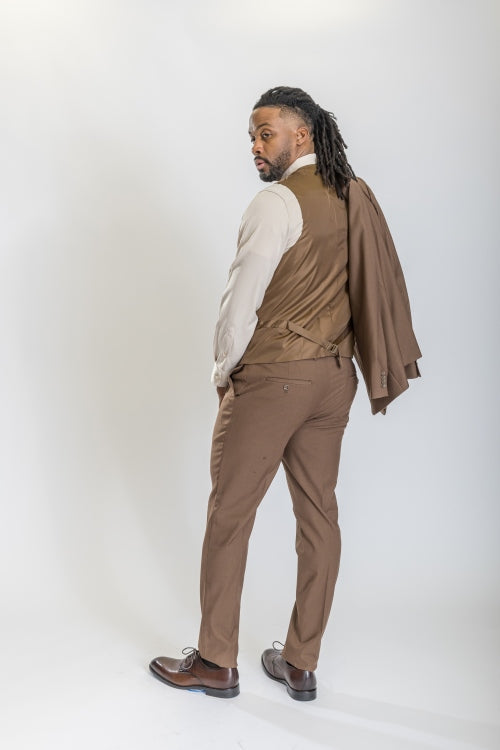 Caravelli Suit - Designer Caravelli Jacket and Pants in Color Solid Brown