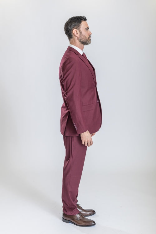 Caravelli Suit - Designer Caravelli Jacket and Pants in Color Solid Burgundy